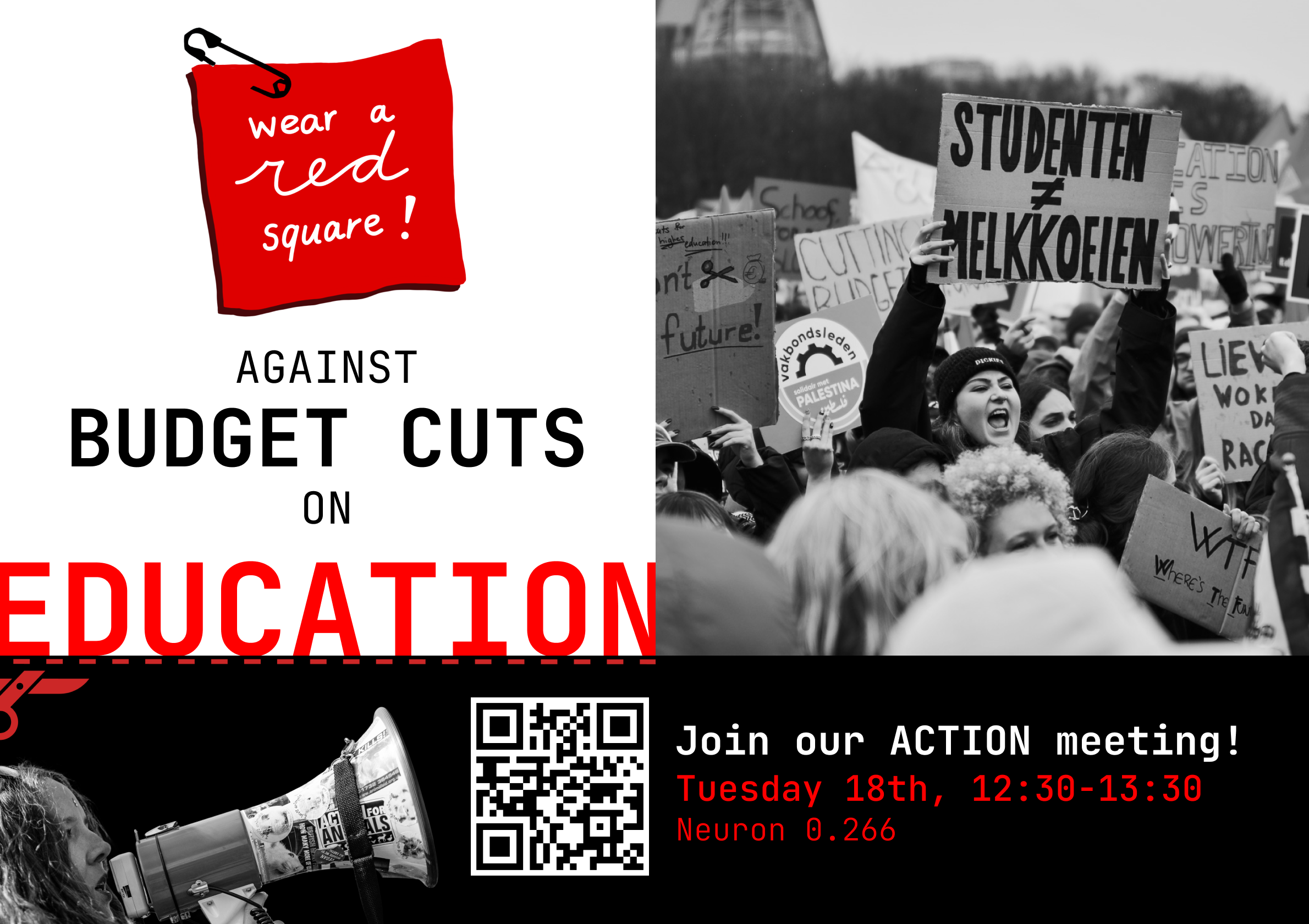 Red square protest poster
